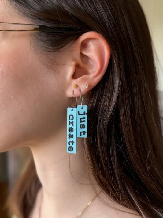poemRENOVATION Word Block Earrings — "just create" Set (FREE SHIPPING!)
