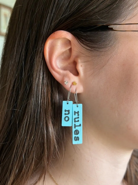 poemRENOVATION Word Block Earrings — "no rules" Set (FREE SHIPPING!)
