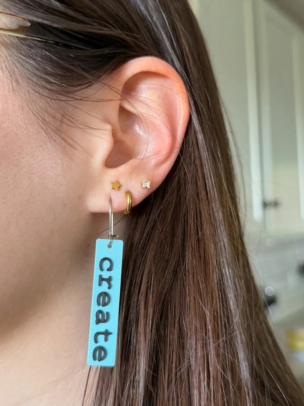 poemRENOVATION Word Block Earrings — "just create" Set (FREE SHIPPING!)